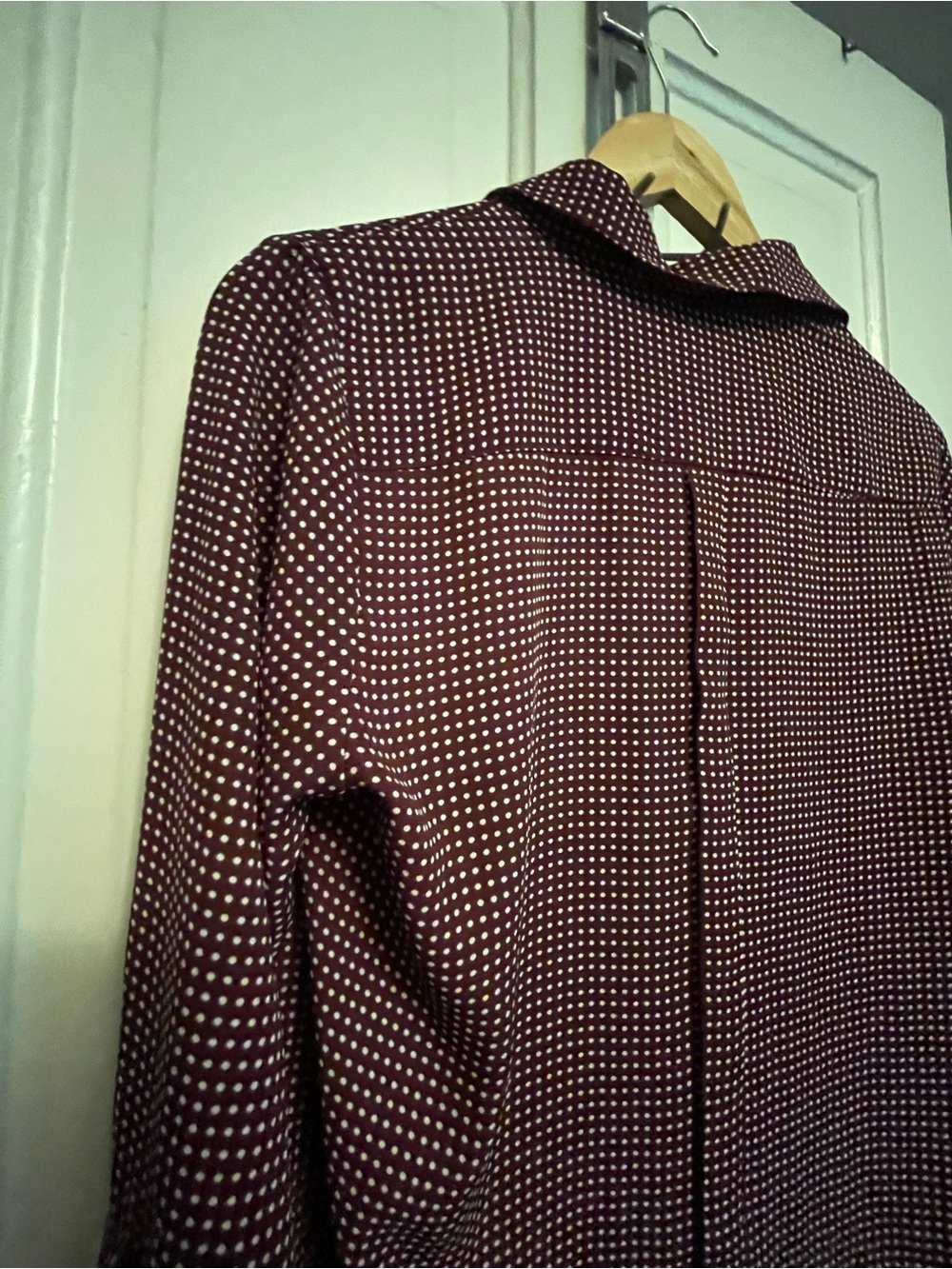 The Limited Women's Burgundy Dot Button-Up Blouse-M - Picture 10 of 14